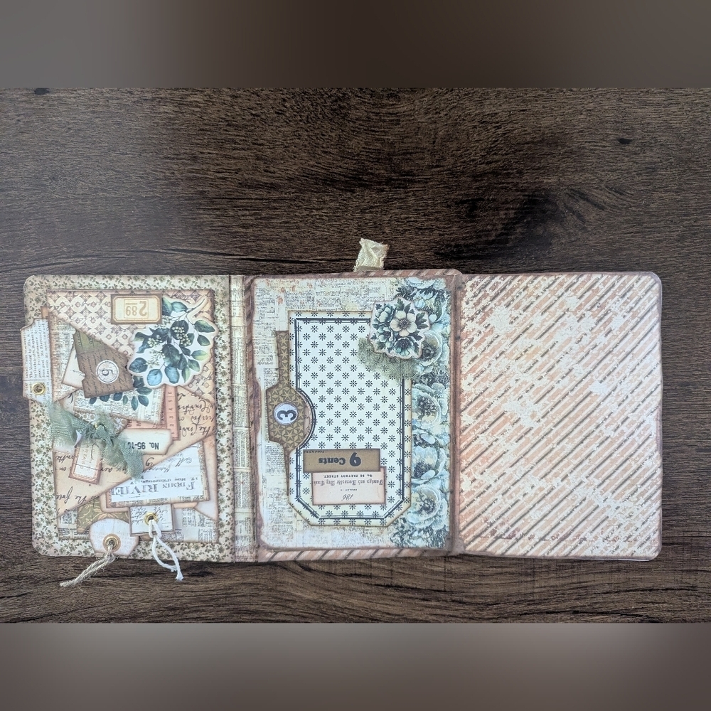 🌻Floral Rustic Junk Journal- Handmade- Recycled Materials- Birds/ Nature- Cream - Picture 9 of 11